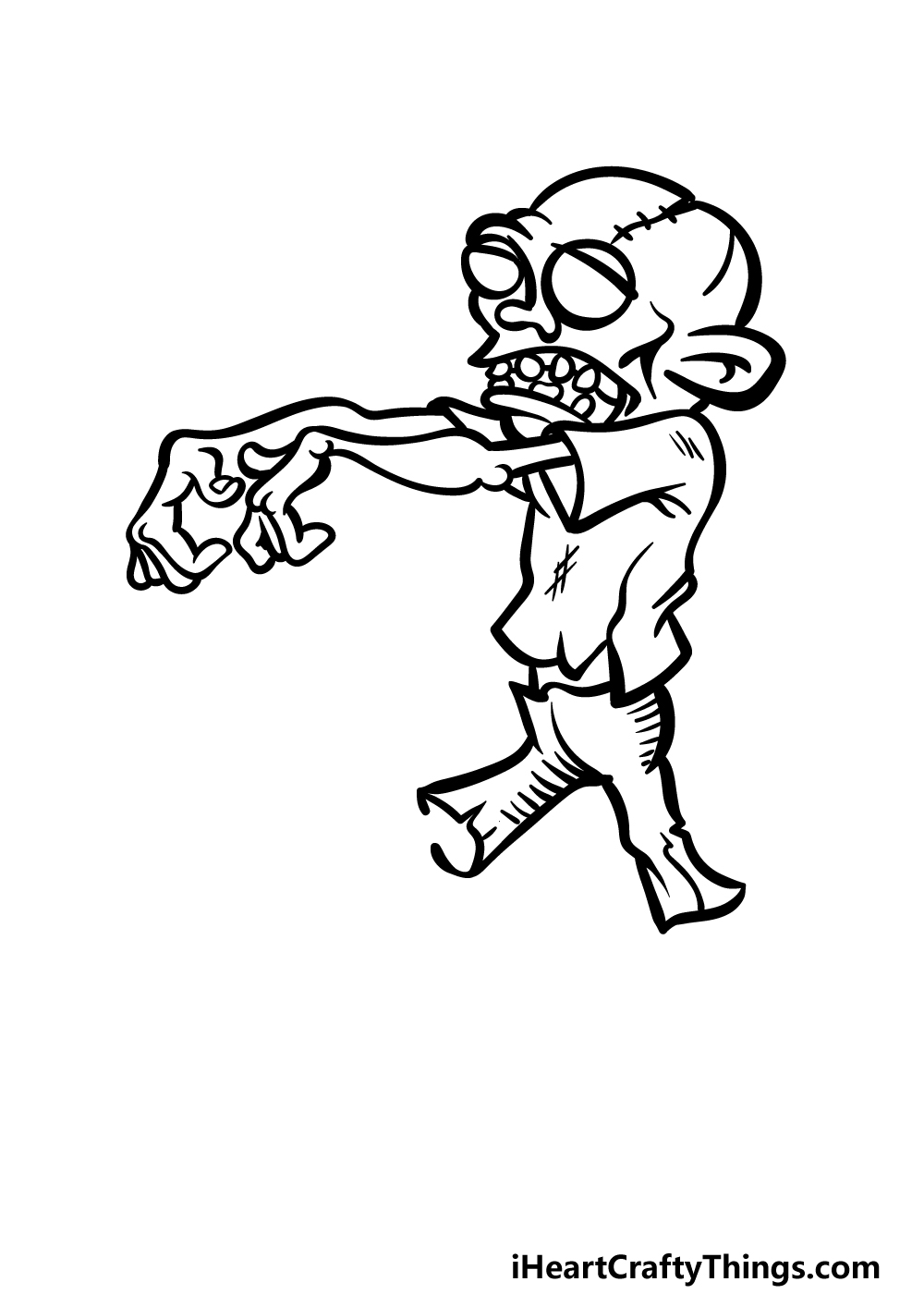 how to draw a cartoon zombie step 4