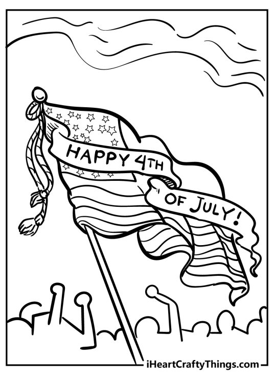 Printable page of a USA flag with a