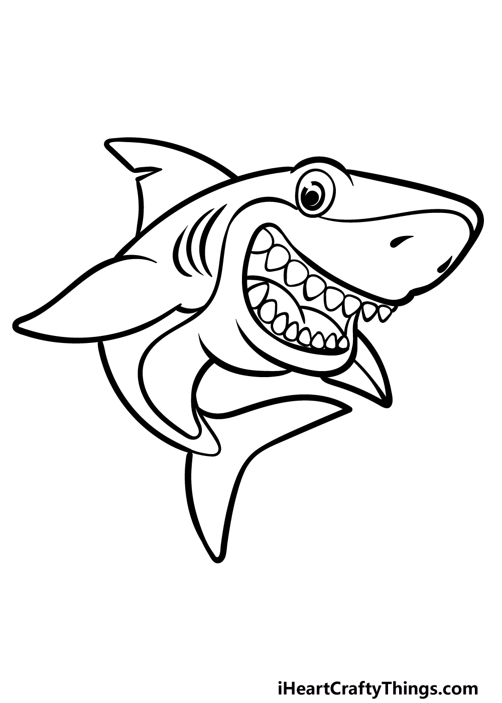 Cartoon Shark Drawing - How To Draw A Cartoon Shark Step By Step