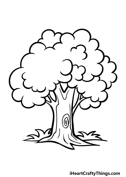 Cartoon Tree Drawing - How To Draw A Cartoon Tree Step By Step