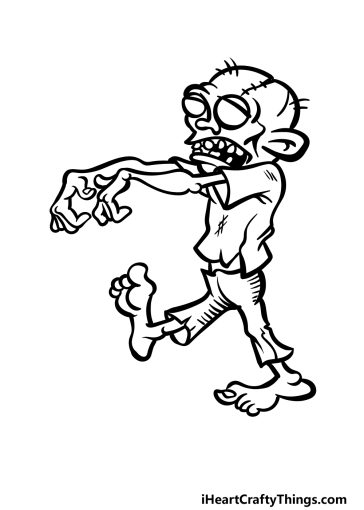 Cartoon Zombie Drawing - How To Draw A Cartoon Zombie Step By Step
