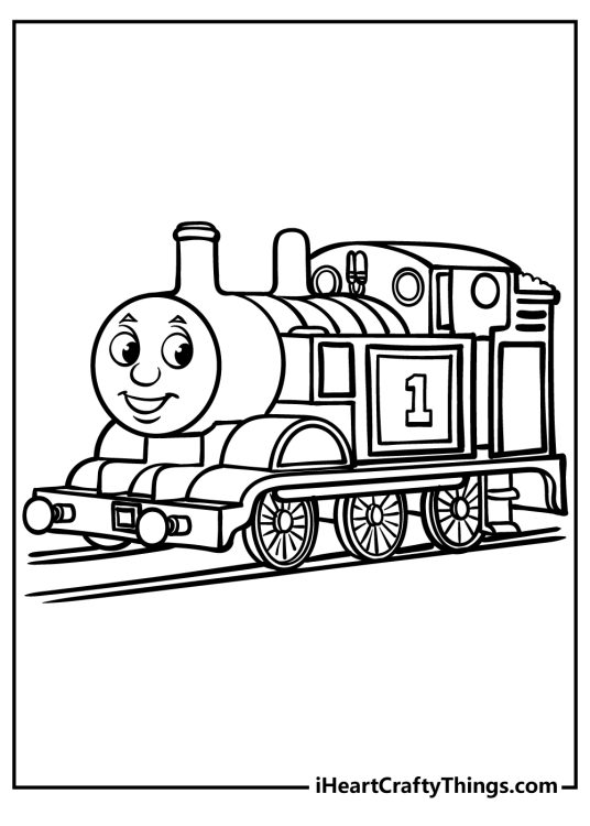 Free printable coloring sheet featuring Thomas the Train with a number 1 on his side