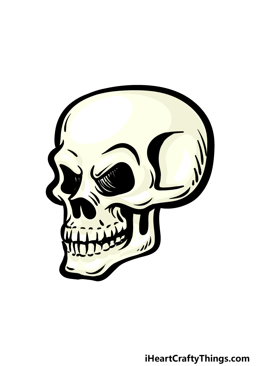 easy drawings of skulls and hearts