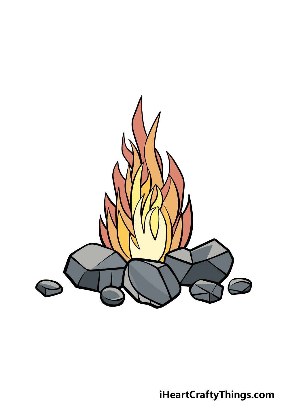 Cartoon Fire Drawing - How To Draw A Cartoon Fire Step By Step
