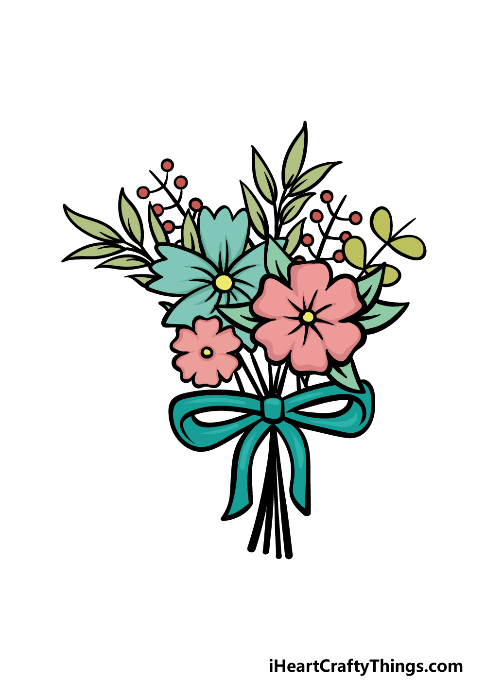 easy flower drawings colored - Clip Art Library