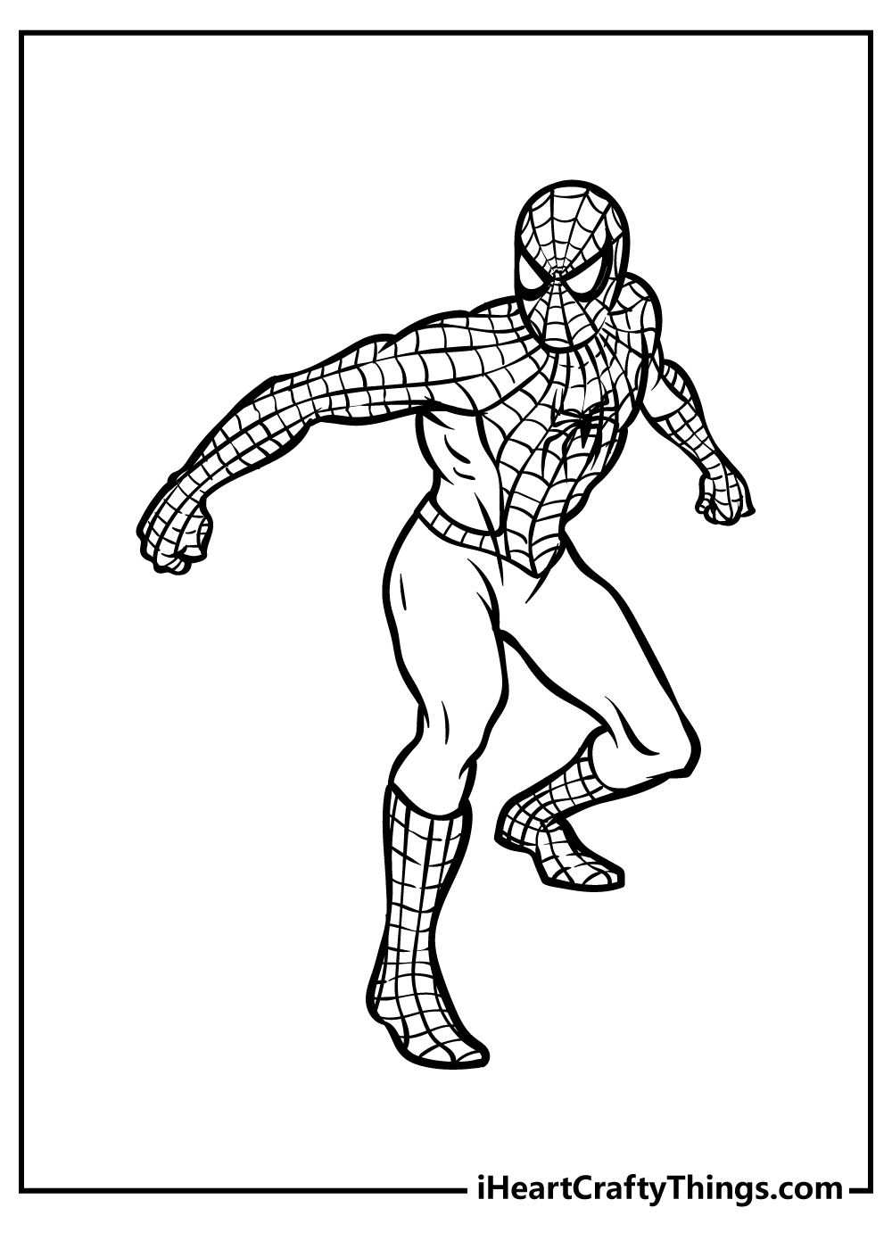 Spider-Man preparing to fight stance coloring sheet