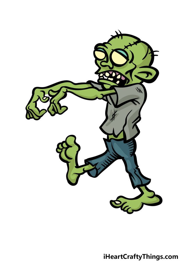 Cartoon Zombie Drawing - How To Draw A Cartoon Zombie Step By Step