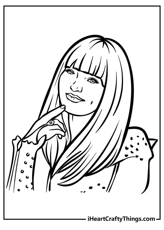 Descendants-themed image to print and color featuring dreamy portrayal of a character Mal