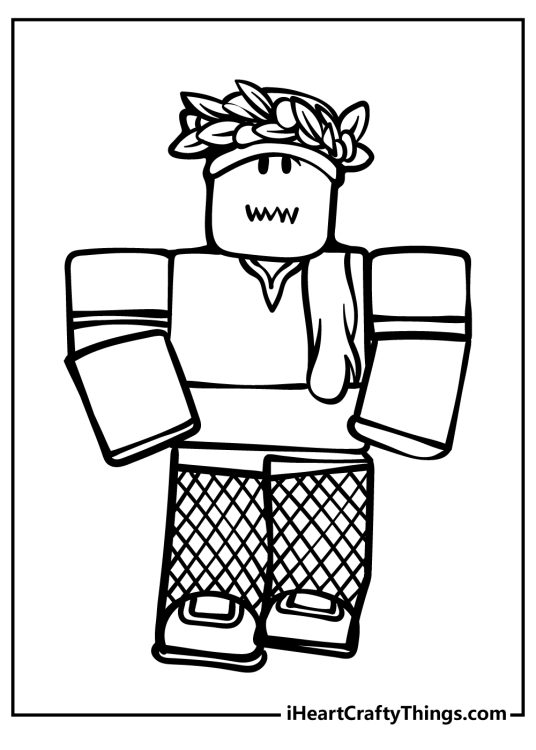Printable image of a Roblox character wearing a workout outfit and a wreath around the head