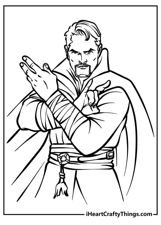 Free image to print and color featuring mystery Avengers character Doctor Strange