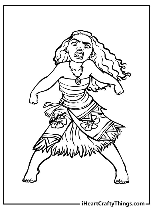 Free printable poster for children depicting Moana having strong emotional moment and feeling angry