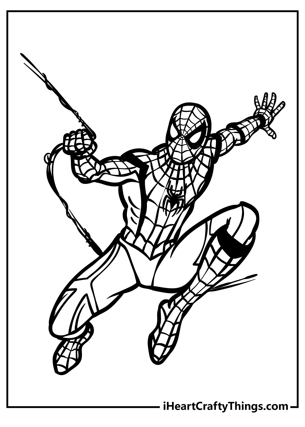 Spider-Man swinging into action coloring sheet