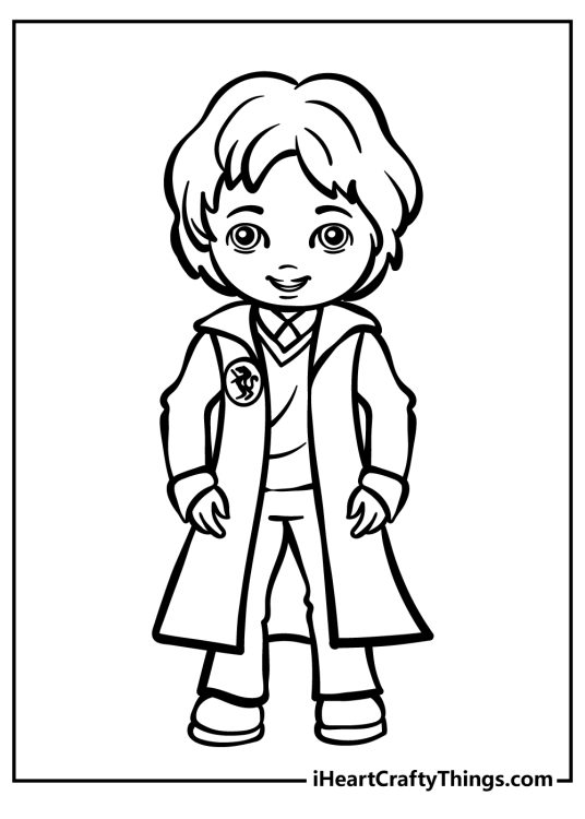 Harry Potter-themed printable for kids presenting Ron Weasley with blank background