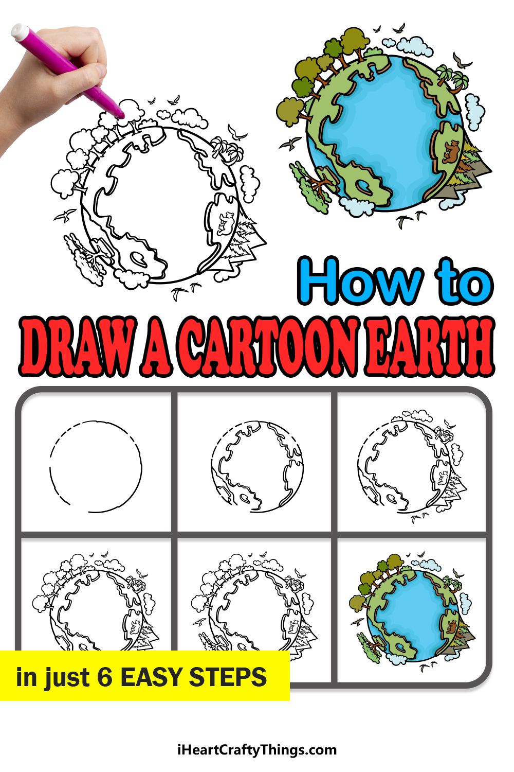 How to Draw Cute Earth | Happy Earth Day