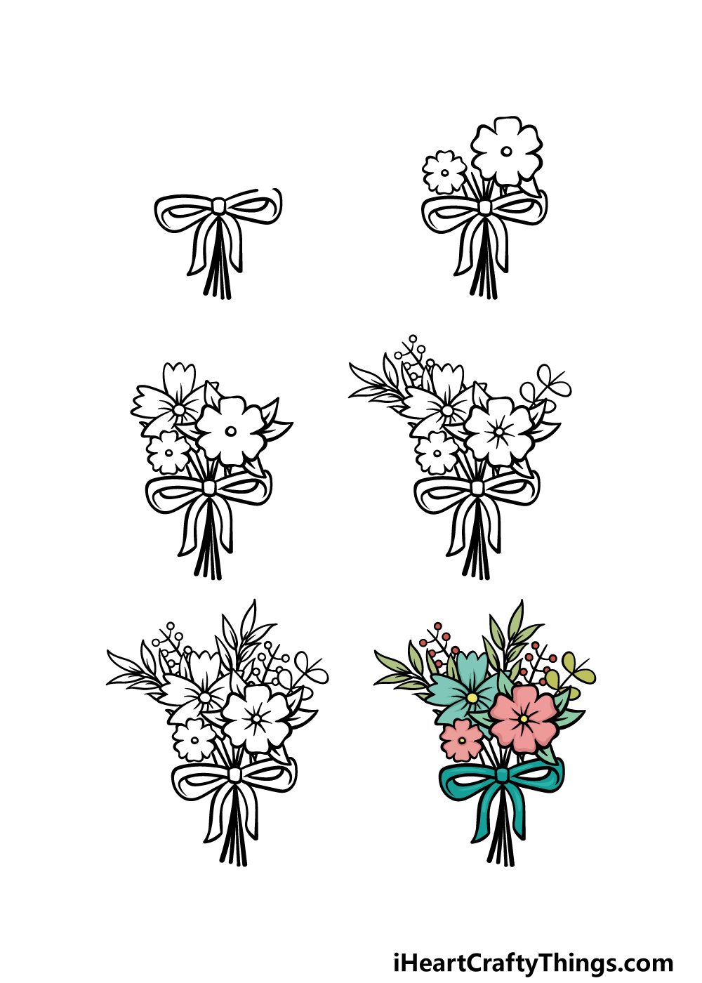 how to draw cartoon flowers in 6 steps