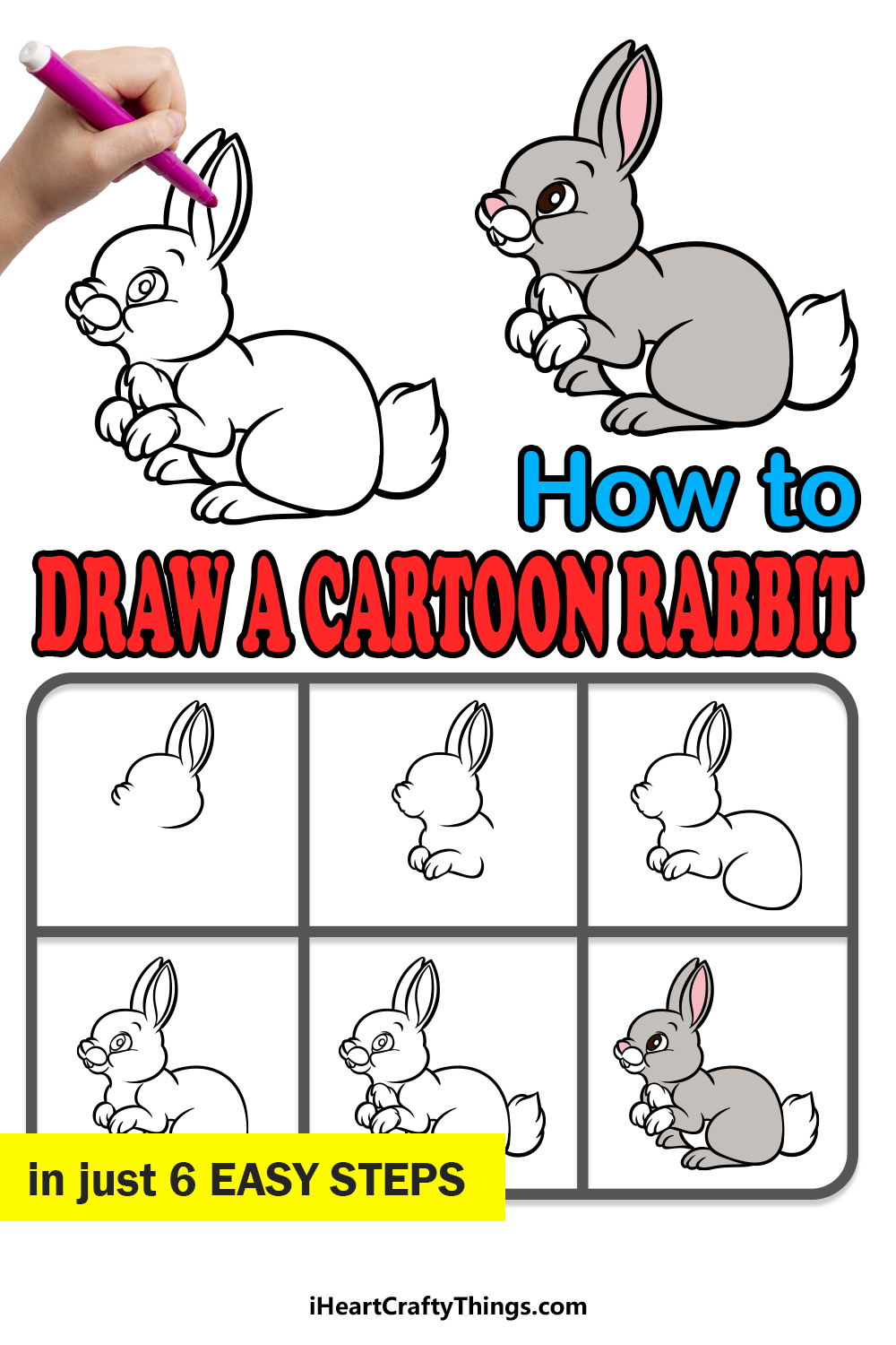 Cartoon Rabbit Drawing - How To Draw A Cartoon Rabbit Step By Step