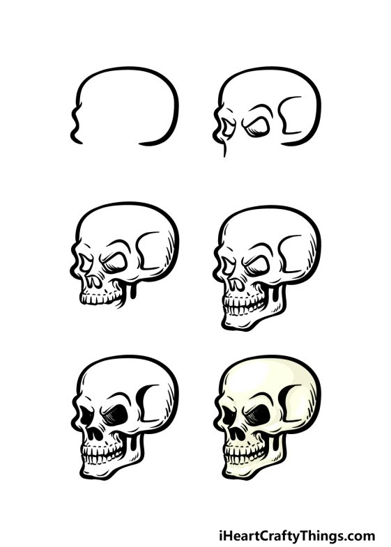 Cartoon Skull Drawing - How To Draw A Cartoon Skull Step By Step