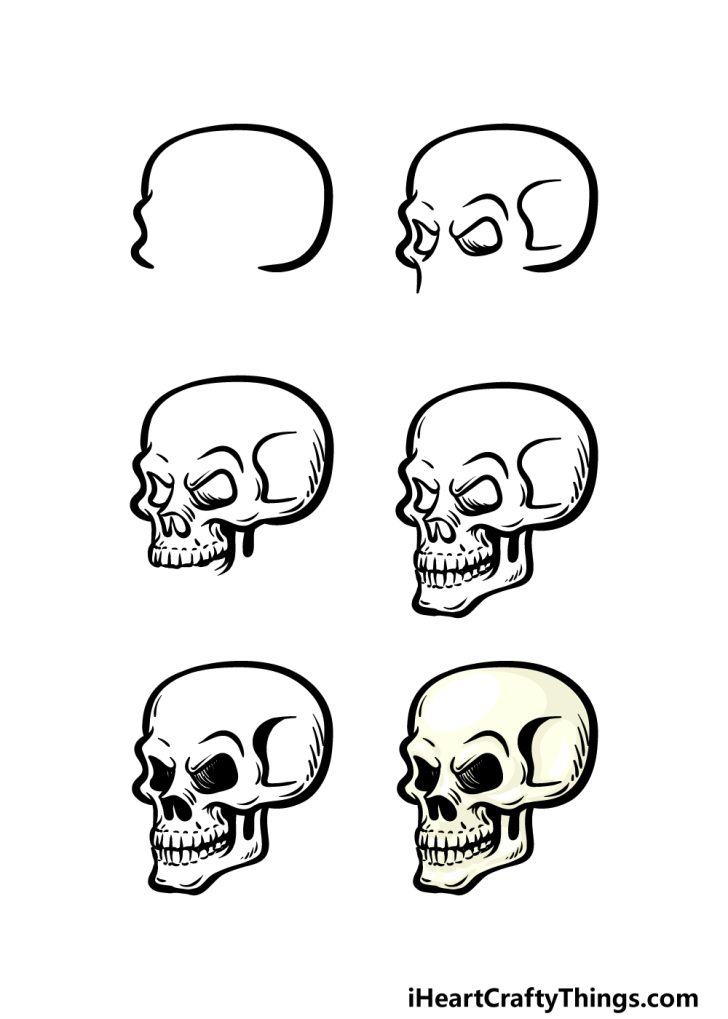 Cartoon Skull Drawing How To Draw A Cartoon Skull Step By Step