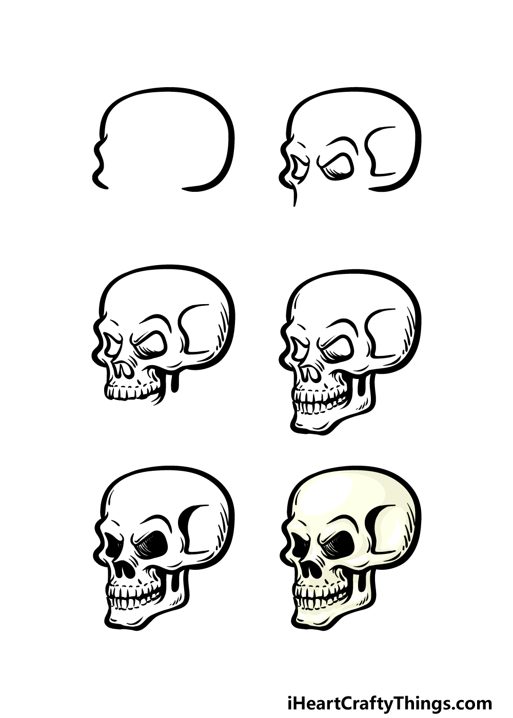 how to draw a skull step by step realistic Olsen