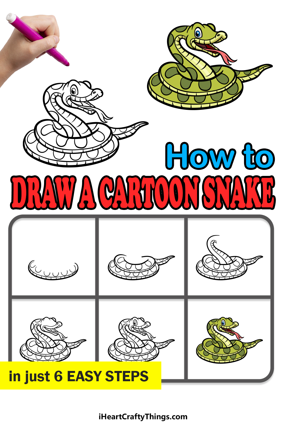 Cartoon Snake Drawing - How To Draw A Cartoon Snake Step By Step