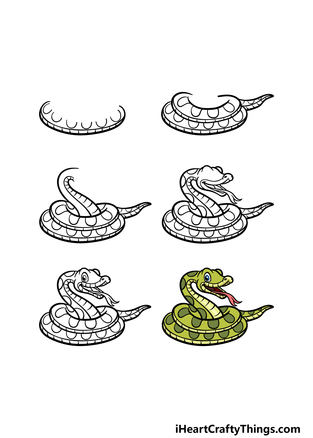 Cartoon Snake Drawing - How To Draw A Cartoon Snake Step By Step