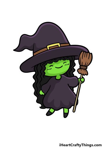 how to draw a cartoon witch image