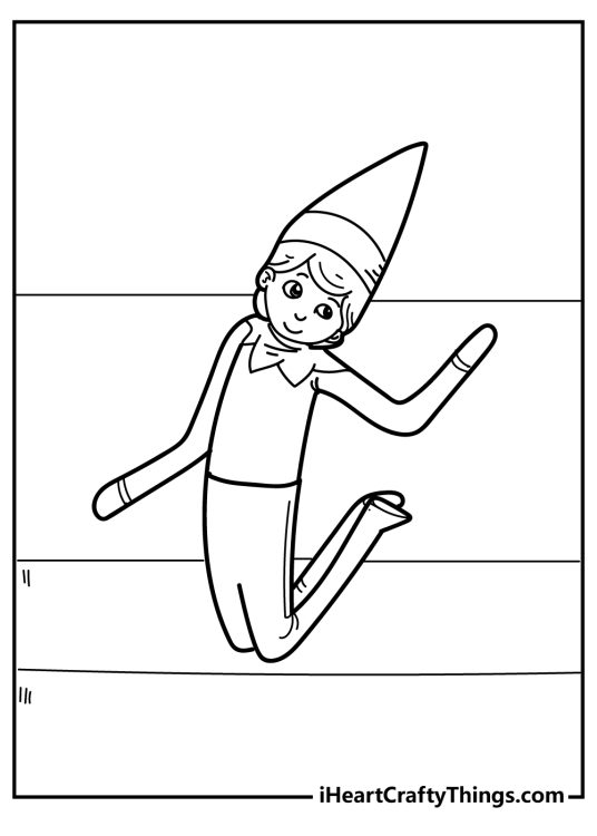 Free Elf on the Shelf printable for kids featuring elf showing off some dance moves