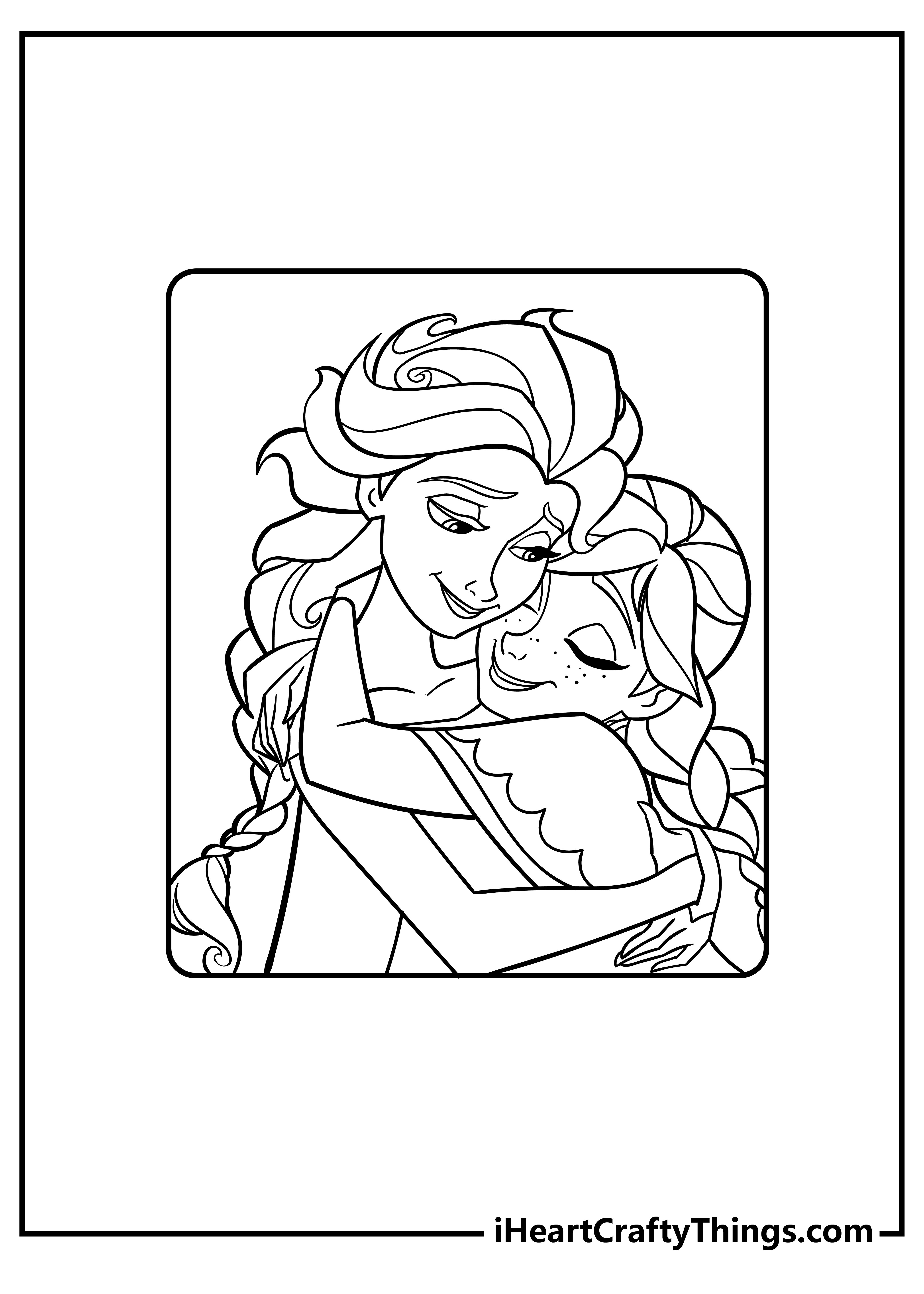 Elsa and Anna Coloring Book for kids free printable
