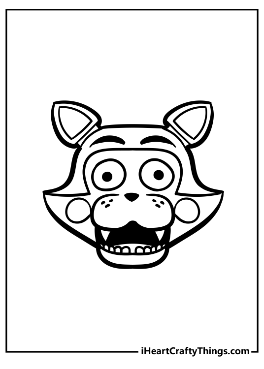 Five Nights At Freddy’s printable coloring sheet featuring a face of Foxy with clear background