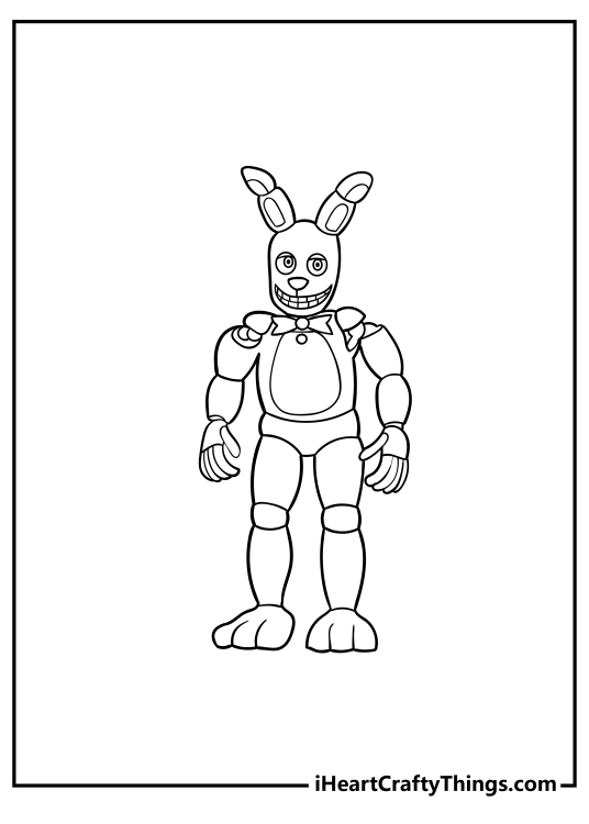 Five Nights At Freddy’s coloring sheet featuring Bonnie drawn in quite simple style