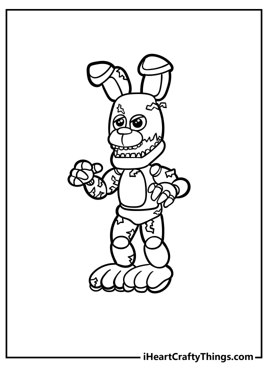Free printable picture featuring Five Nights At Freddy’s character terrifying rabbit Bonnie