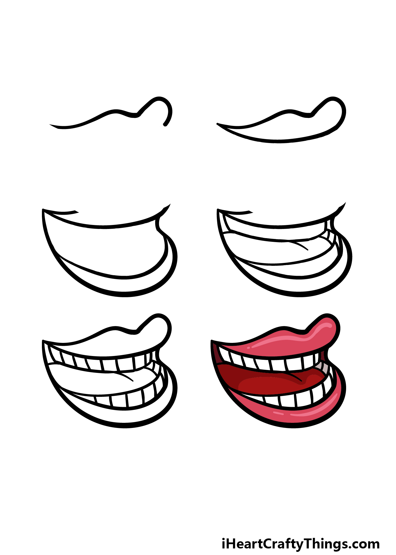 how to draw a cartoon mouth in 6 steps