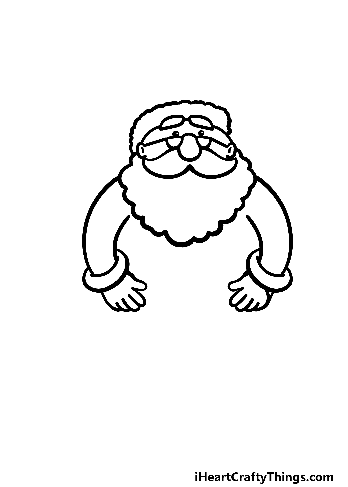 how to draw a cartoon Santa step 2