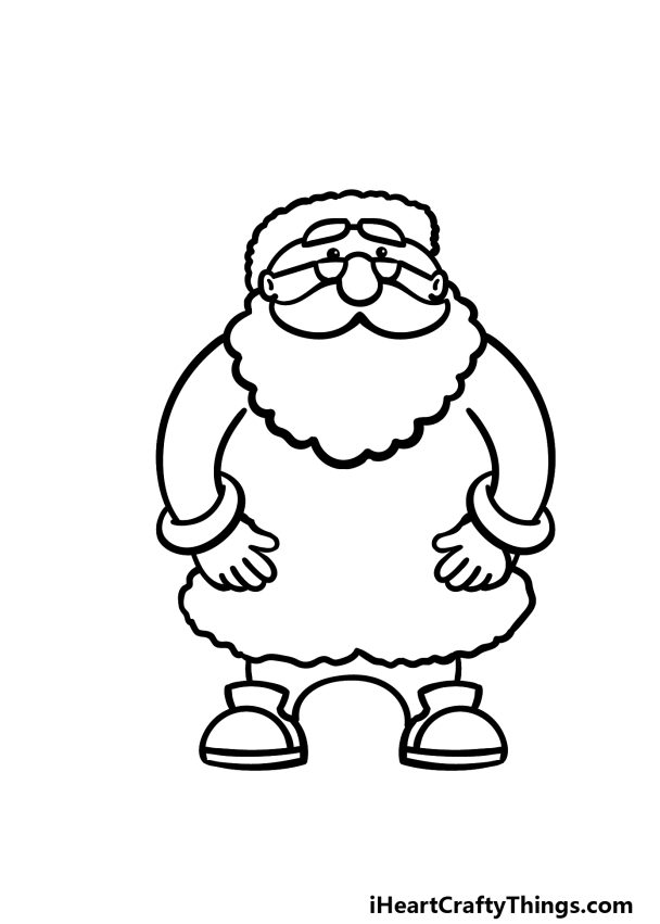 Cartoon Santa Drawing - How To Draw A Cartoon Santa Step By Step