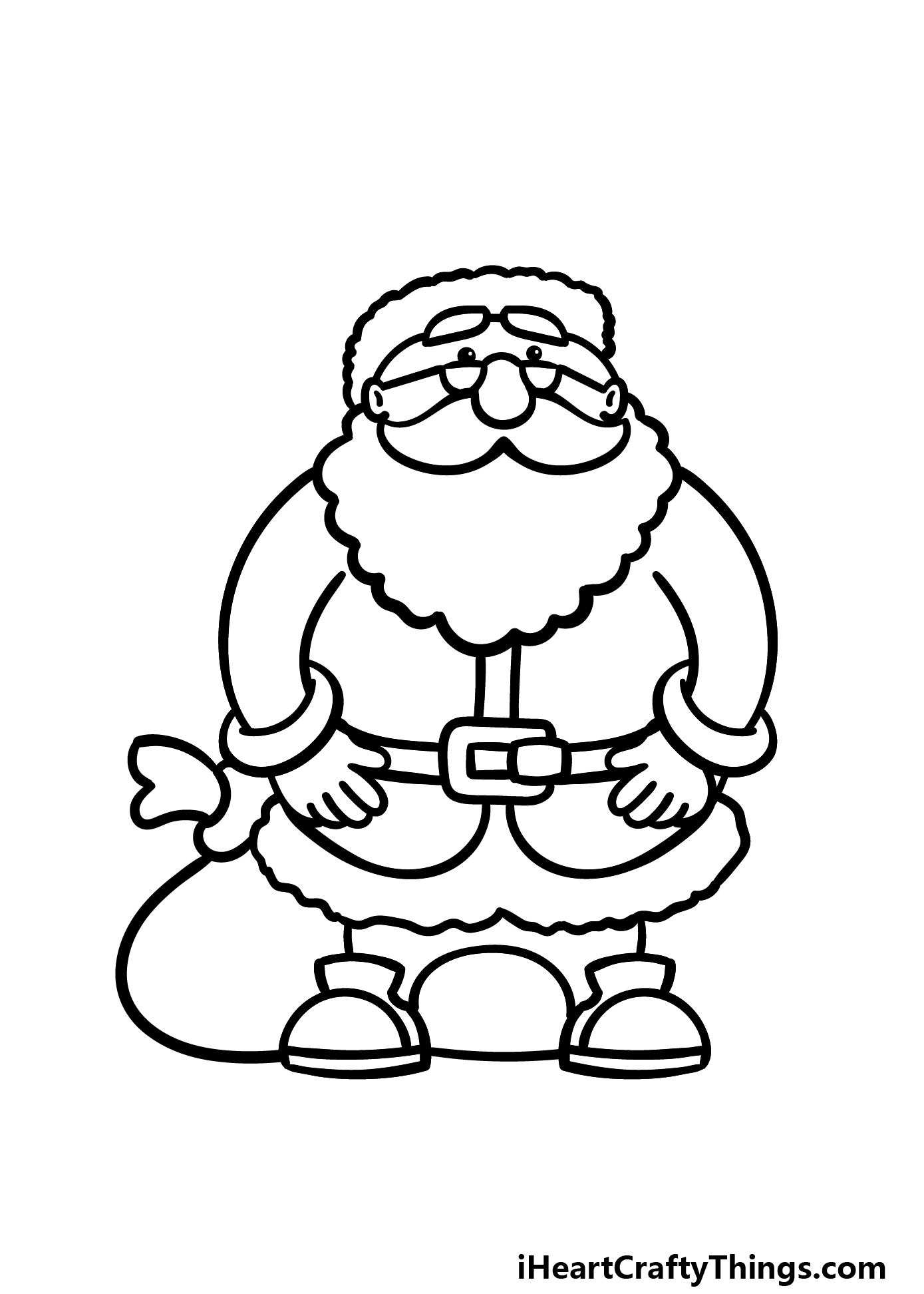how to draw a cartoon Santa step 4