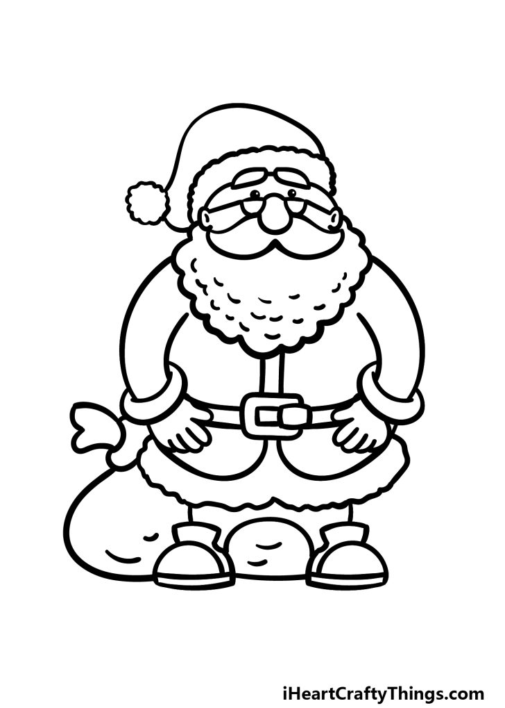 Cartoon Santa Drawing - How To Draw A Cartoon Santa Step By Step