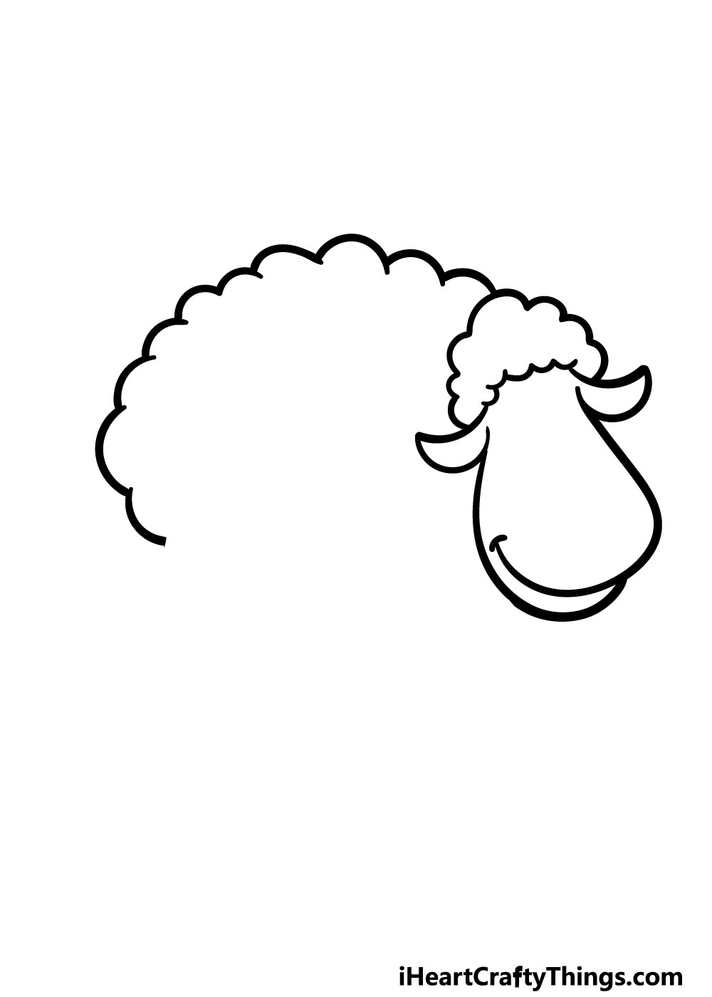 how to draw a cartoon sheep step 2