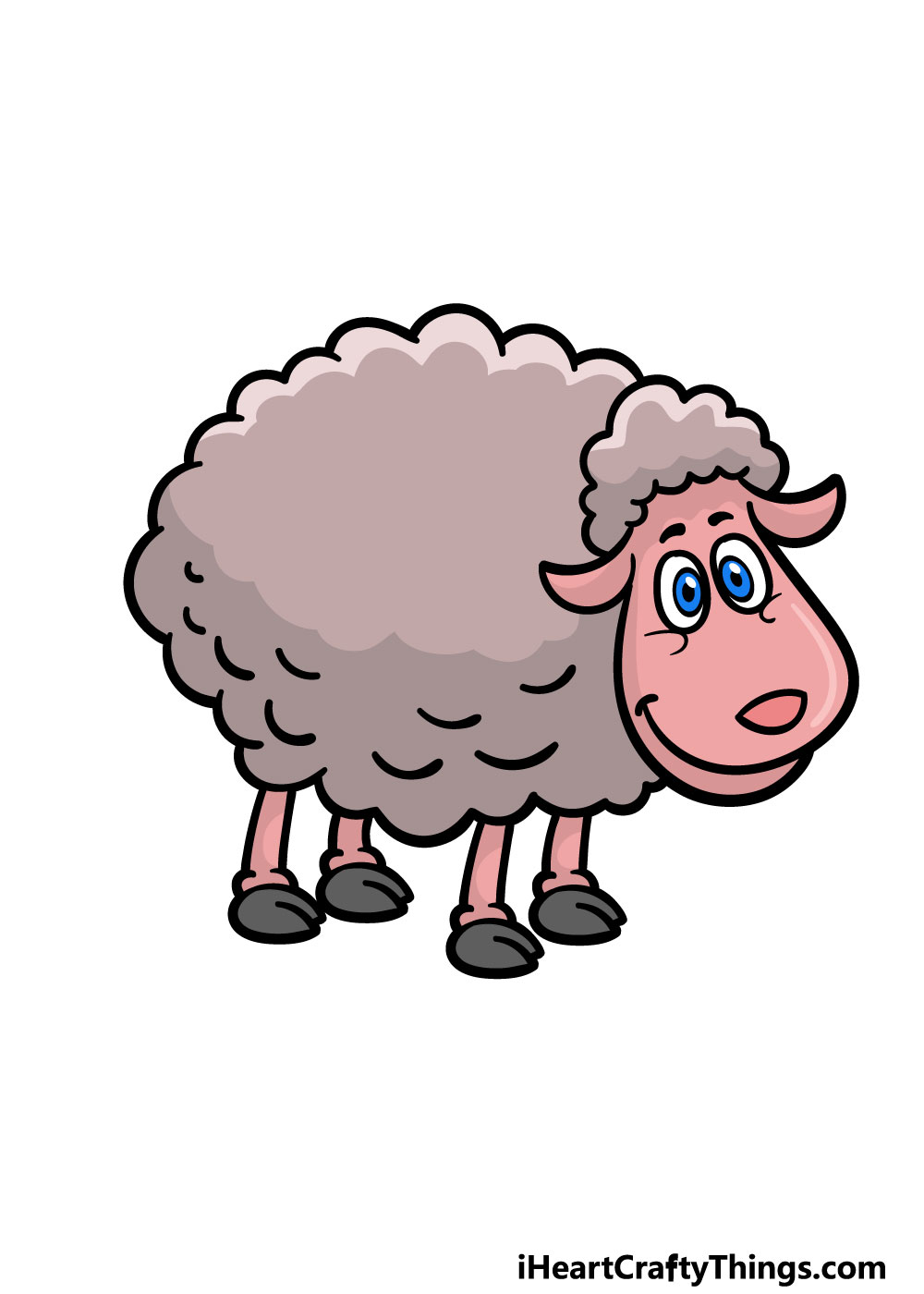 how to draw a cartoon sheep step 6