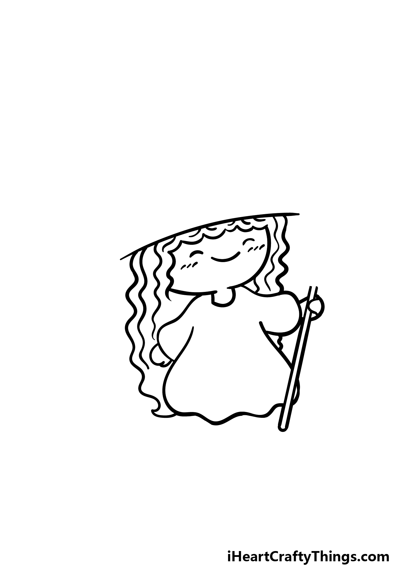 how to draw a cartoon witch step 3