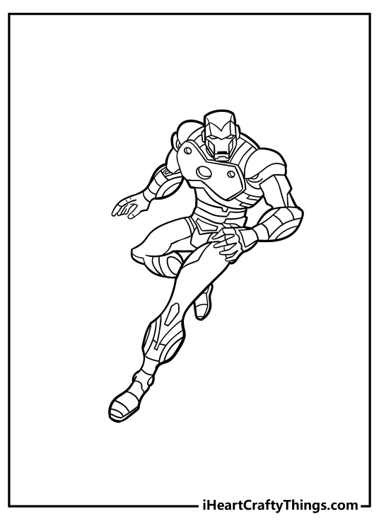 Free coloring picture featuring sleek and detailed Iron Man with expressive helmet