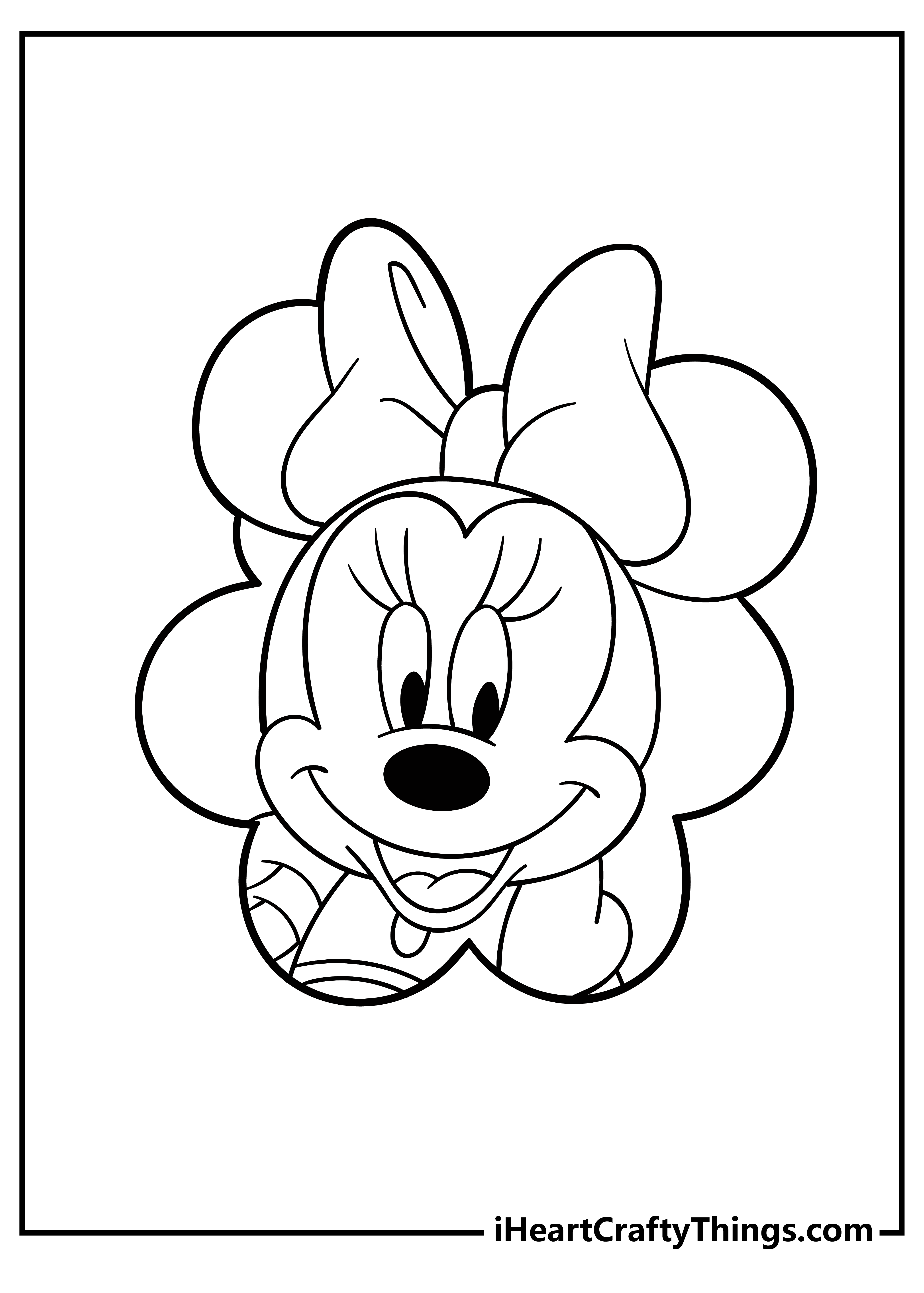 How to draw the face of Minnie Mouse (front view) - Sketchok