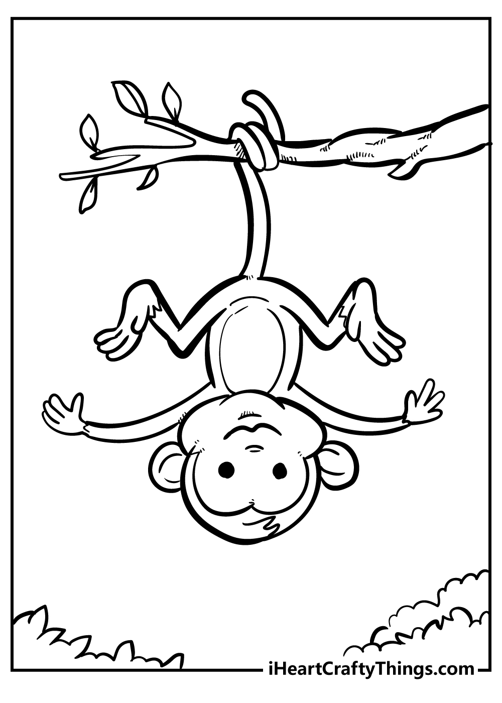 Monkey with Banana Coloring Pages - Get Coloring Pages