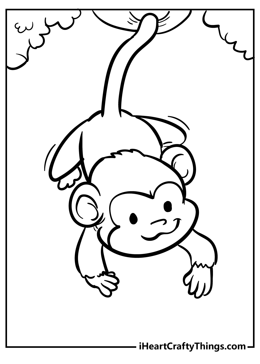 Cute Monkey Printable Coloring Pages