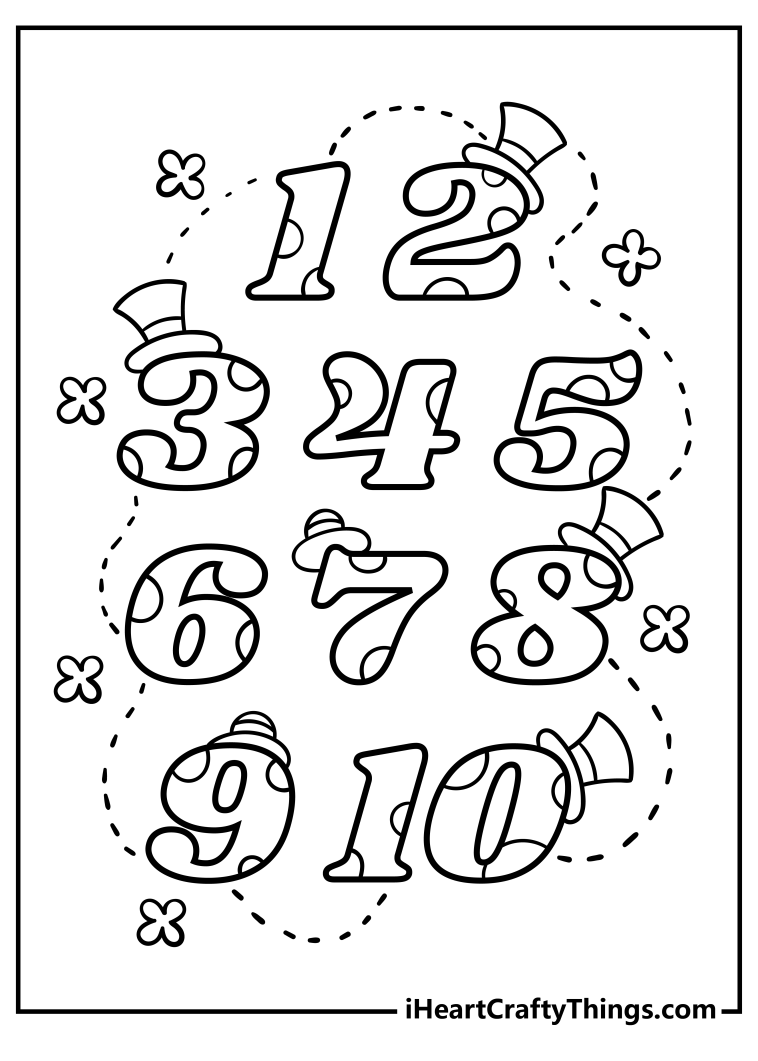 Number Coloring Pages (100 Free Printables)