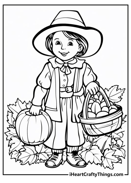 new pilgrim coloring printable