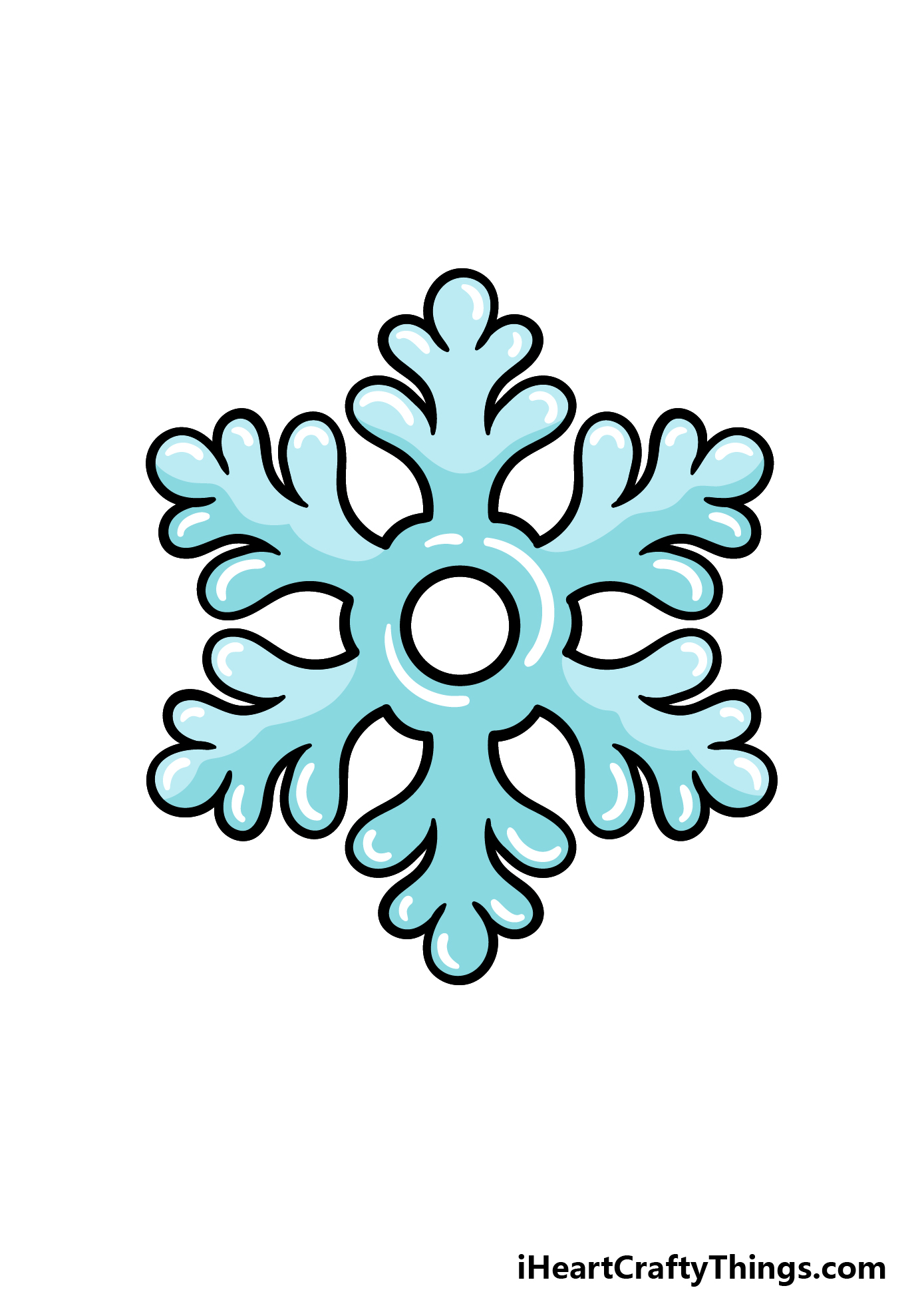 Cartoon Snowflake Drawing - How To Draw A Cartoon Snowflake Step By Step