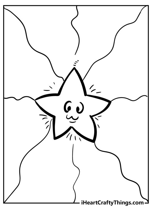 Drawing for kids of a cute and simple star with background separated into various sections