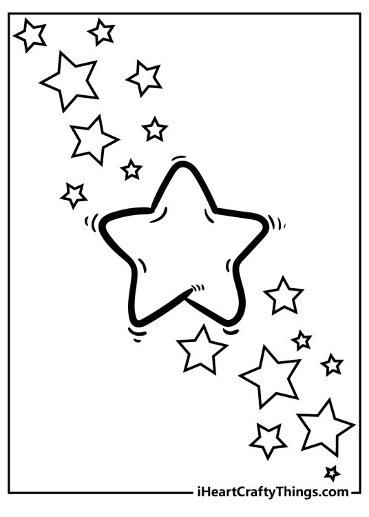 Printable banner featuring a stunning array of different stars with the big one in the center