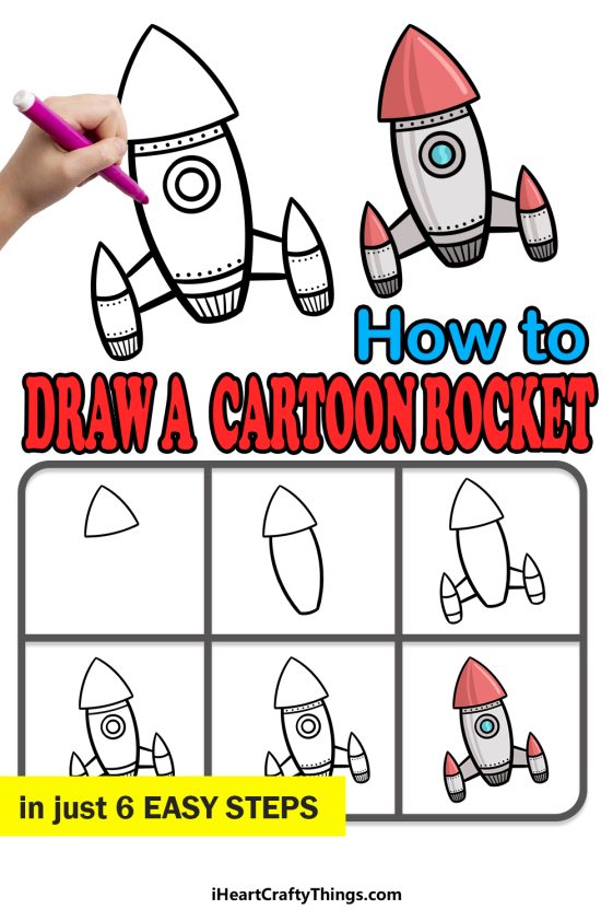 Cartoon Rocket Drawing - How To Draw A Cartoon Rocket Step By Step