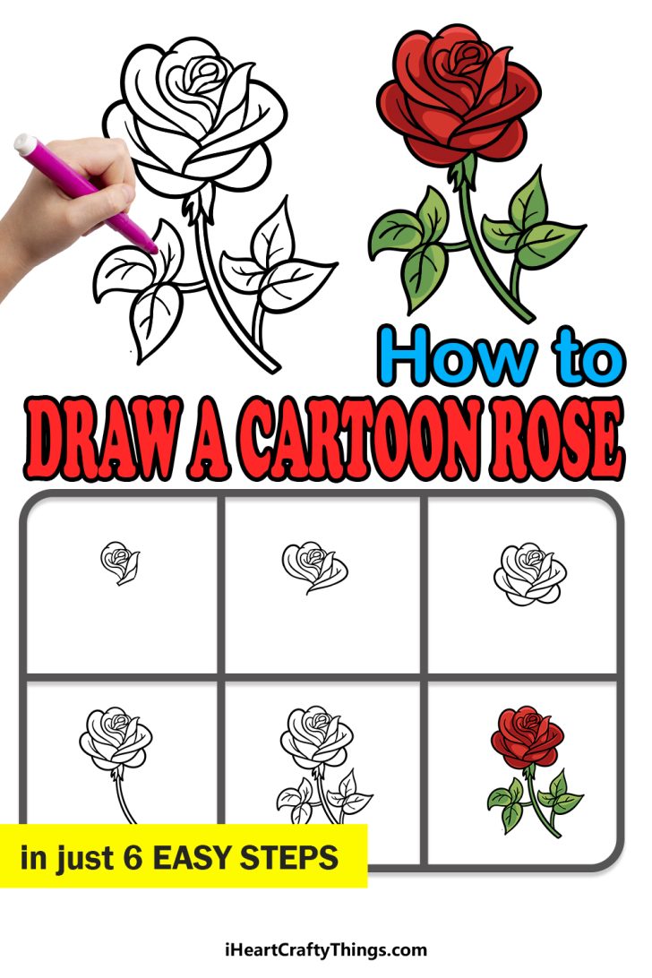 Cartoon Rose Drawing How To Draw A Cartoon Rose Step By Step